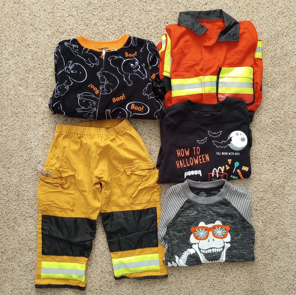 Kids Halloween Bundle Casper The Friendly Ghost Fire Fighter Outfit & Shirts 4T